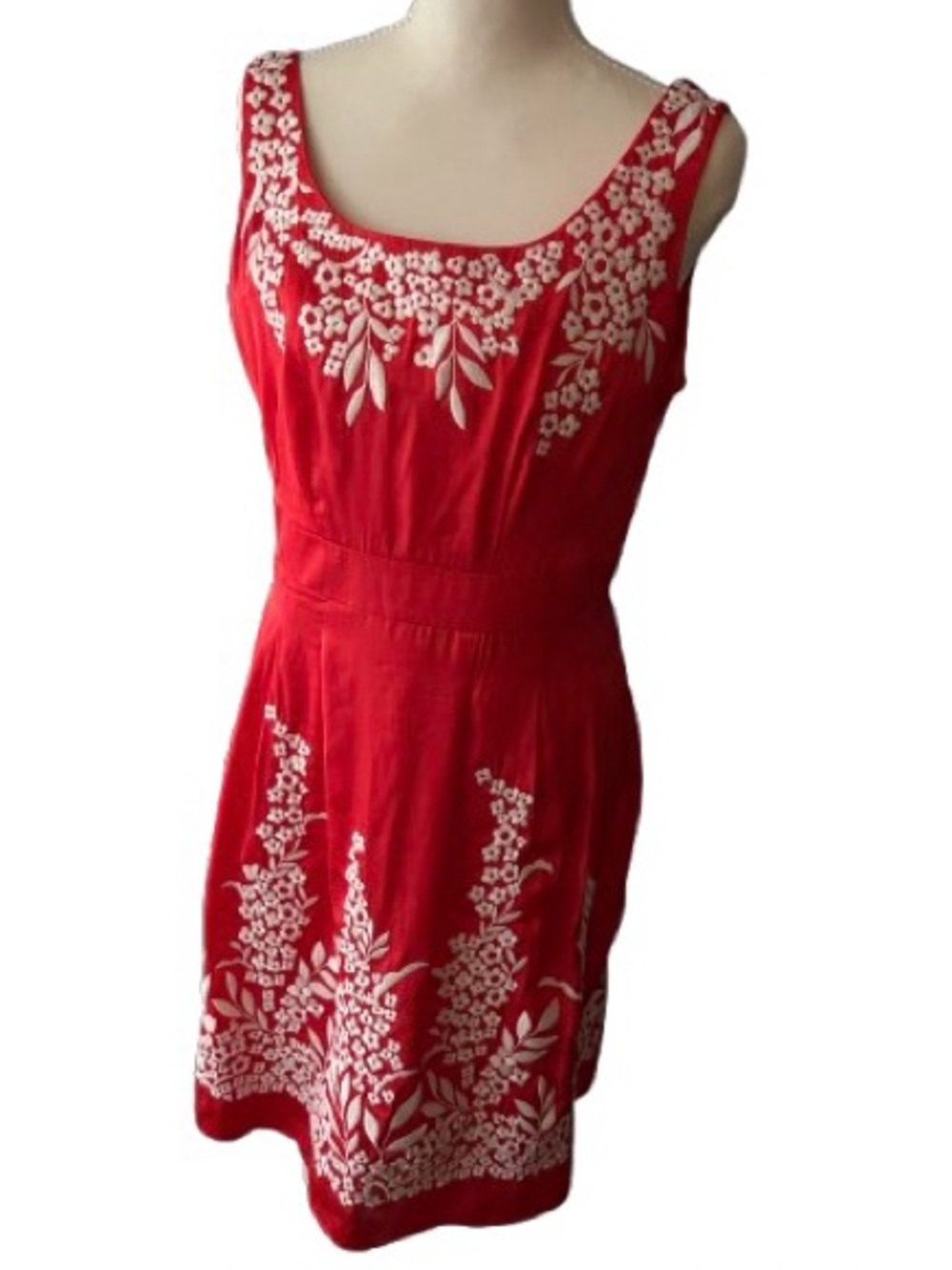 Embroidered ANTONIO MELANI Blood Orange Dress Floral Boho Medium Designer 8